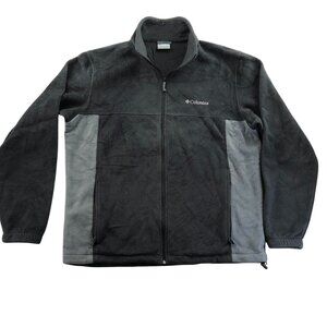 Columbia Men Fleece Jacket Large Full Zip Outdoors Performance Gray Stand Collar